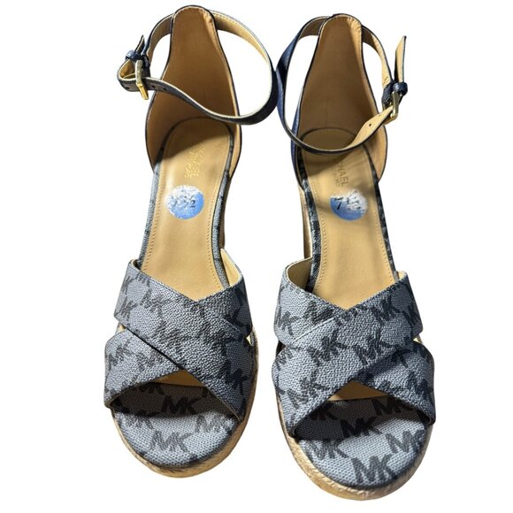 Michael Kors Navy & Gray Wedge Sandals 7.5 - Picture 7 of 8